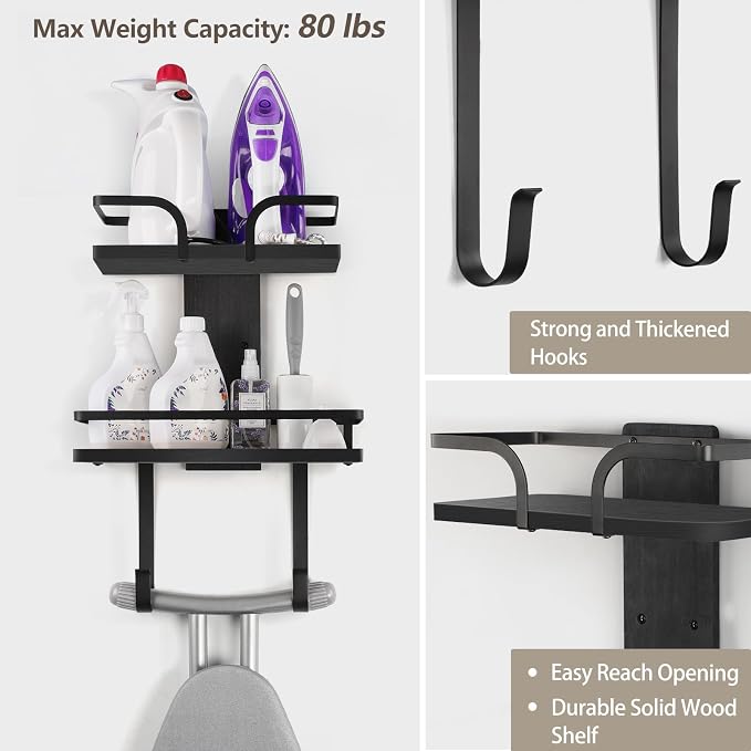VINAEMO Ironing Board Hanger Wall Mount, 2-Layer Iron and Ironing Board Holder - Image 4