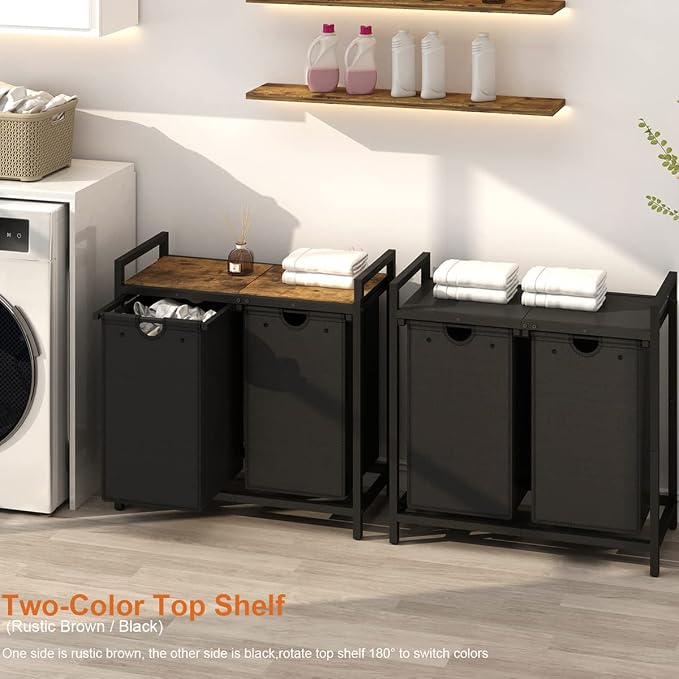 LAATOOREE Laundry Hamper, Two-Color 2 × 48L Laundry Basket - Image 2