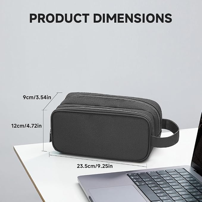 Teskyer Double Layer Cable Organizer Bag, Travel Tech Pouch, Dark Grey | - Image 2
