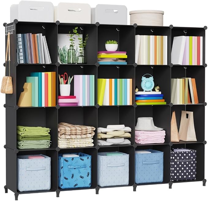 HOMIDEC 20 Black Cube Storage Organizer, Modular Storage Shelf - Image 7