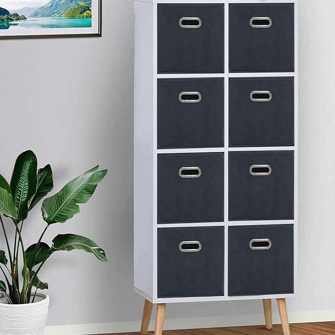Black Fabric Cubby Storage Bins, Cube Organizer Bin Foldable Storage Boxes - Image 6