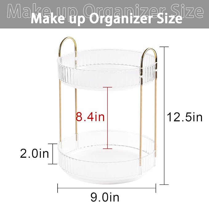 Rotating Makeup Organizer for Vanity, High-Capacity Skincare Clear Make Up - Image 2