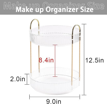 Rotating Makeup Organizer for Vanity, High-Capacity Skincare Clear Make Up - Image 2