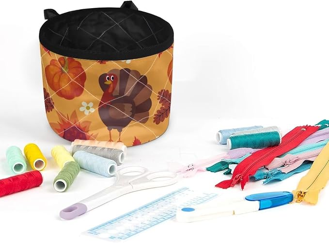 Gomyblomy Turkey & Pumpkin Washable Sewing Machine Mat, Thanksgiving Theme Fall - Image 4