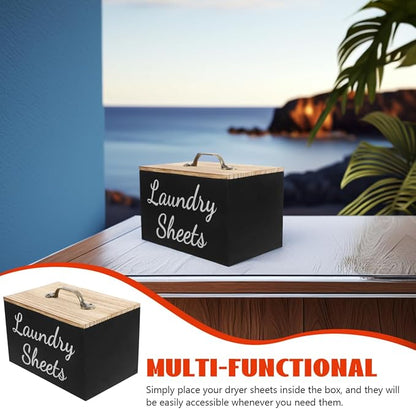 PRETYZOOM Wood Laundry Dryer Sheet Holder Organizer Large Capacity Storage Box - Image 2