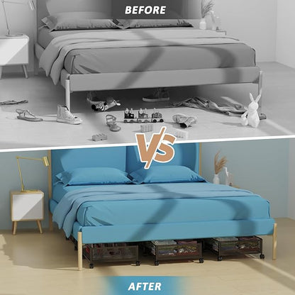 Under Bed Storage with Wheels 47.2"/57.6L Large Rolling Under Bed Storage - Image 6