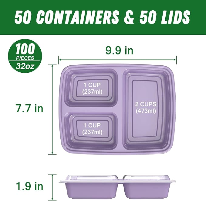 50 Pack 32 oz Meal Prep Containers Reusable - Image 2