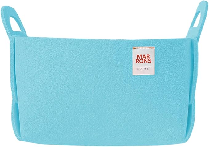 Collapsible Felt SKYBLUE Storage Bin Small 7.1"x5.1"x5.1" – Foldable Basket by MARRONS