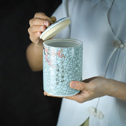 Enamel Ceramic Tea Caddy Tea Canister Tea Storage Container Tins Jar - Image 4