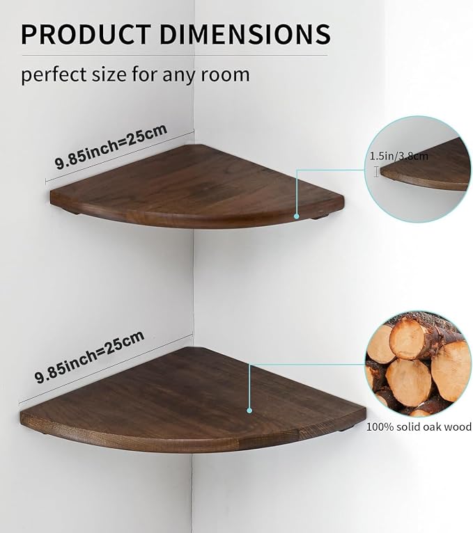 Corner Shelves, Floating Corner Shelf, Round End - Image 5