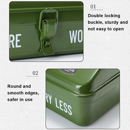 Outdoor Tools Storage Box, Metal Tool Box Portable Sturdy Camping Picnic - Image 9