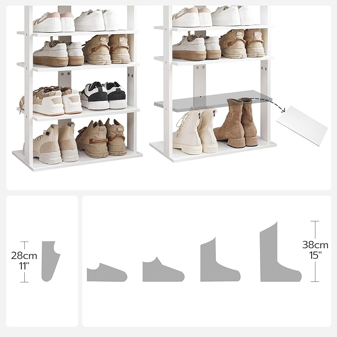 HOOBRO Vertical Shoe Rack, 8 Tier Wooden Shoe Storage Organizer - Image 3
