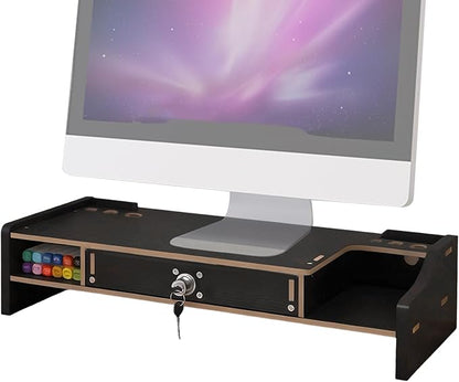 Desktop Computer Elevated Stand 48.8x20x10.5cm, Wooden Monitor Riser - Image 8