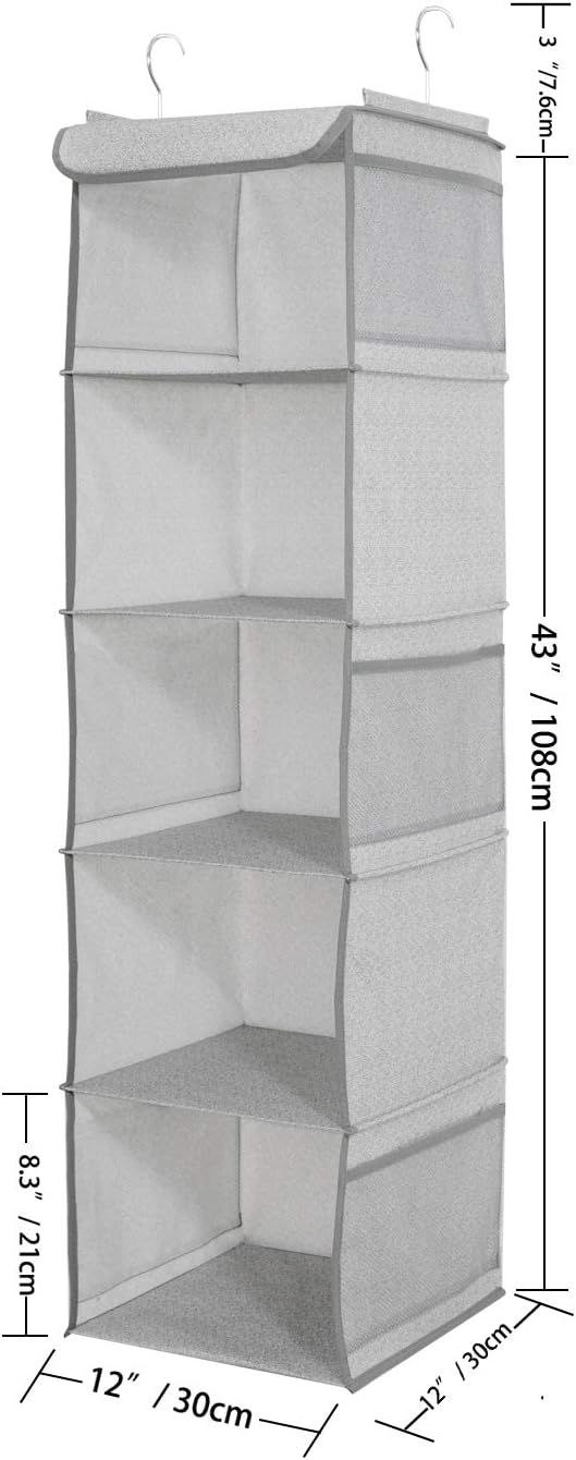BrilliantJo 5 Shelves Hanging Closet Organizer, 2 Pack Hanging Storage - Image 2