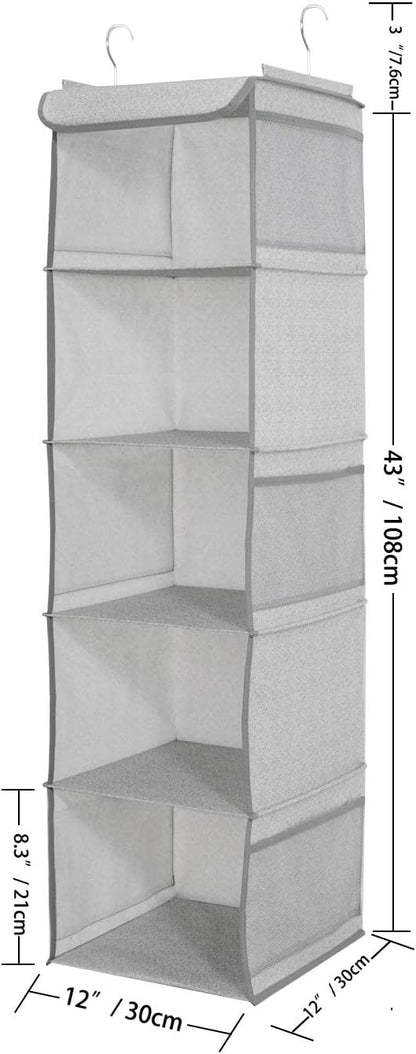 BrilliantJo 5 Shelves Hanging Closet Organizer, 2 Pack Hanging Storage - Image 2