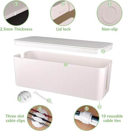 Cable Management Box, Large Cord Organizer Box to Hide Power Strip & Under Desk - Image 4