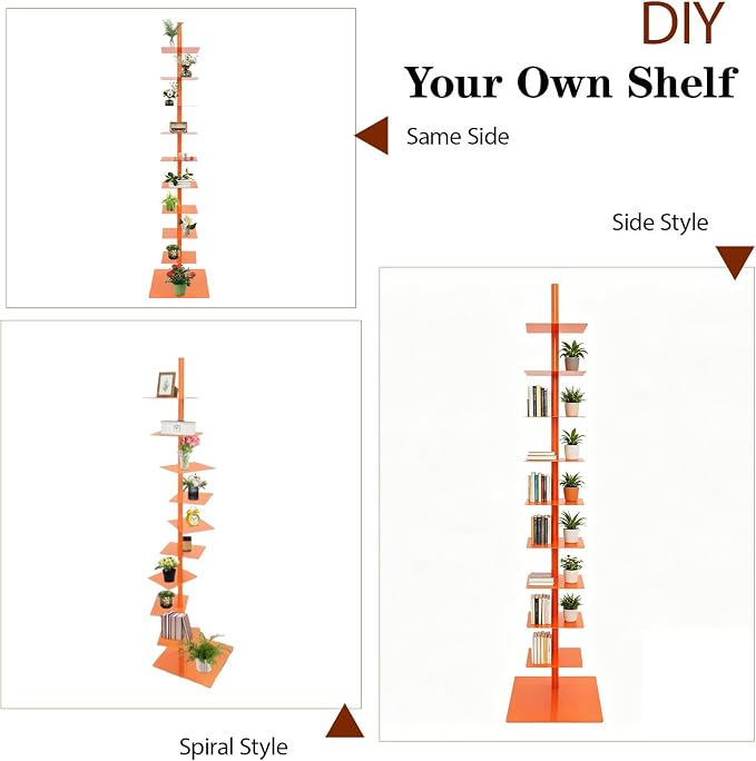 9 Tier Metal Spine Bookshelf Tower, Adjustable Vertical Tower - Image 6