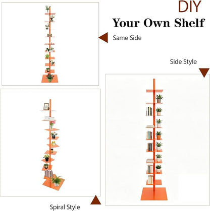 9 Tier Metal Spine Bookshelf Tower, Adjustable Vertical Tower - Image 6