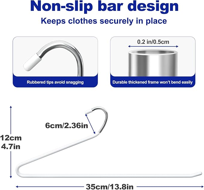 30 Pack Open Ended Metal Pant Hangers, Space Saving Non Slip Clothes Hangers - Image 3