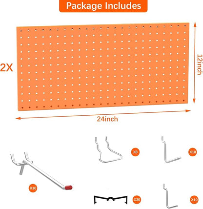 TORACK Metal Pegboard Wall Organizer 24" x 24" or 12" x 48", Modular Pegboard - Image 4