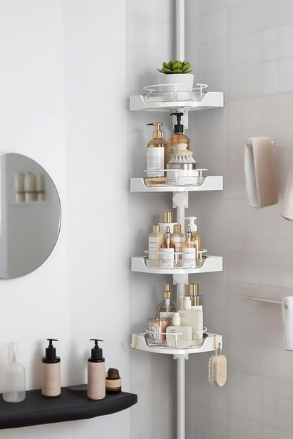 shuang qing 360° Rotating Corner Shower Caddy Tension Pole Organizer by SHUANGQING