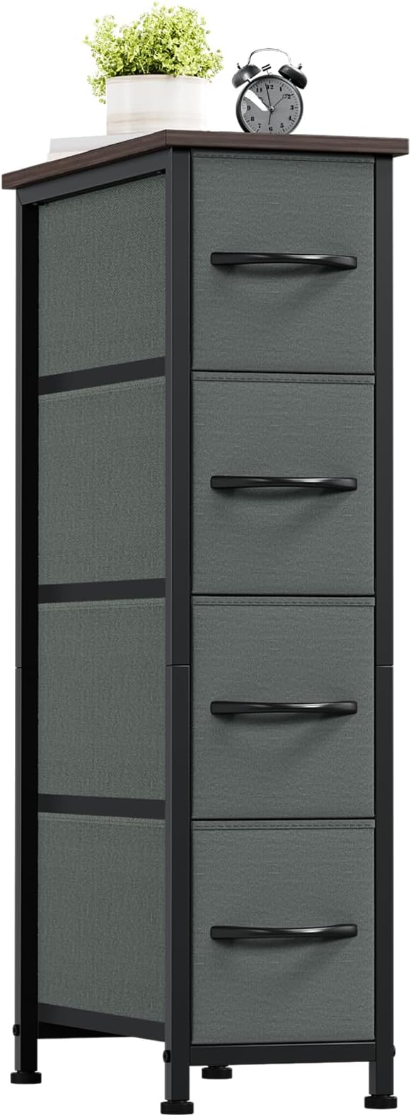 Somdot Narrow Dresser for Bedroom, 4 Drawer Storage Cabinet, Charcoal Grey | by Somdot