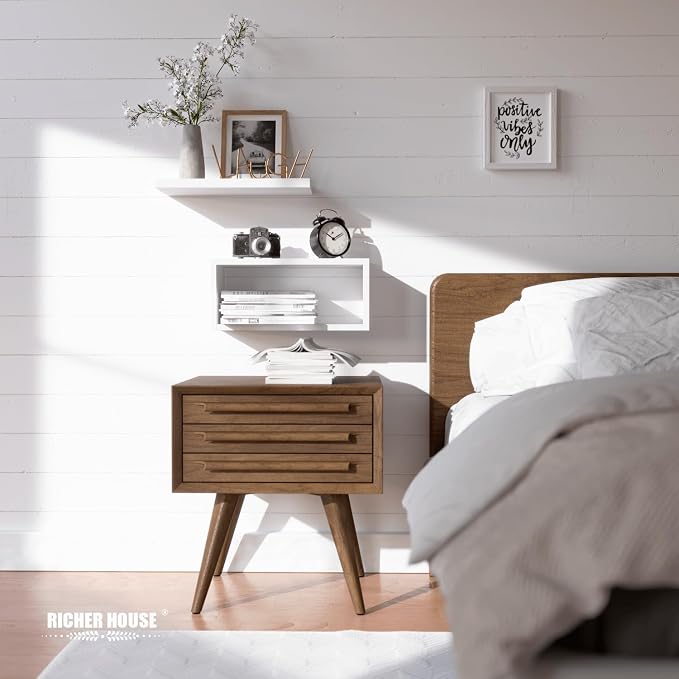 RICHER HOUSE White Floating Shelves Bathroom, Small Wall Shelf Over Toilet | - Image 4