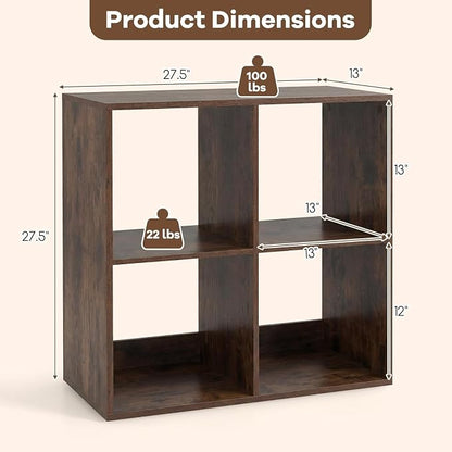 POWERSTONE 4 Cube Storage Organizer, 2 Tier Cubby Bookshelf Freestanding - Image 2
