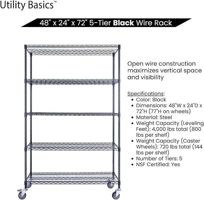 NSF Commercial 5-Tier Wire Shelving - Image 5