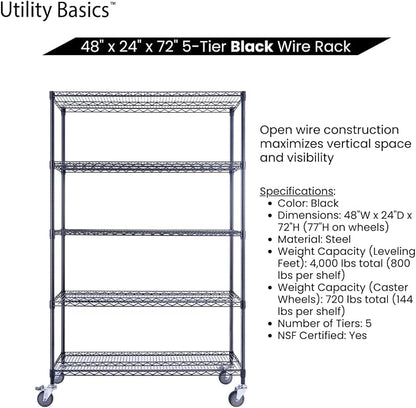 NSF Commercial 5-Tier Wire Shelving - Image 5