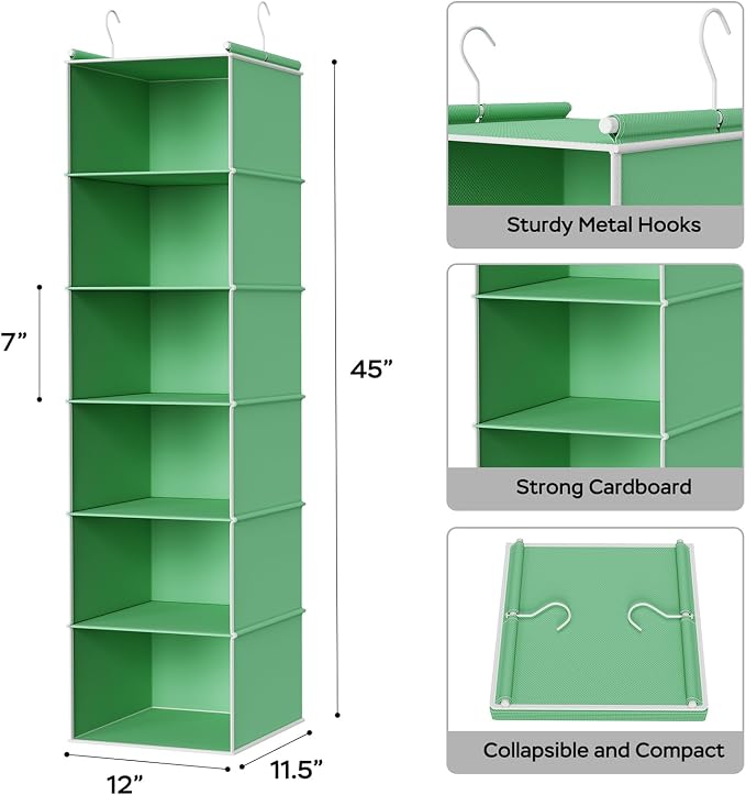 MAX Houser 6-Shelf Hanging Closet Organizer, Hanging Storage Shelves - Image 3