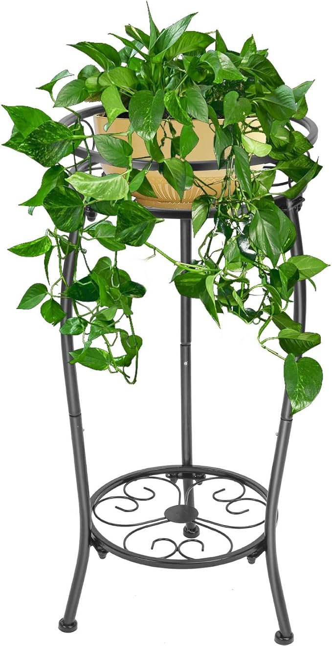 THKFUL Metal Plant Stands Indoor Outdoor, 2Tier Tall Potted Plant Stand Plant by THKFUL