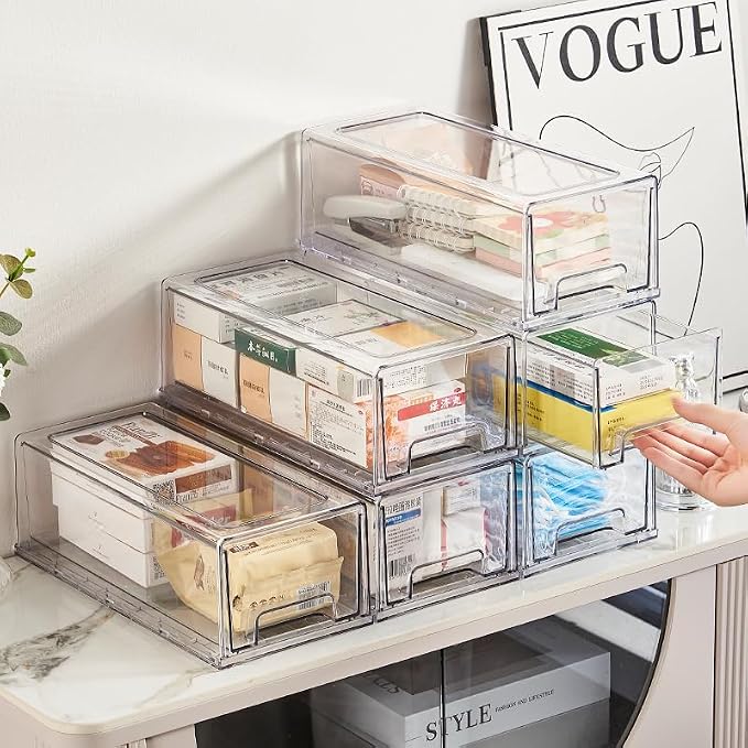clear Drawer-Type Plastic Storage Box Bins Organizer，Family First Aid Kits - Image 4