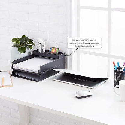 Amazon Basics Rectangular Plastic Desk Organizer, Half Accessory Tray - Image 2