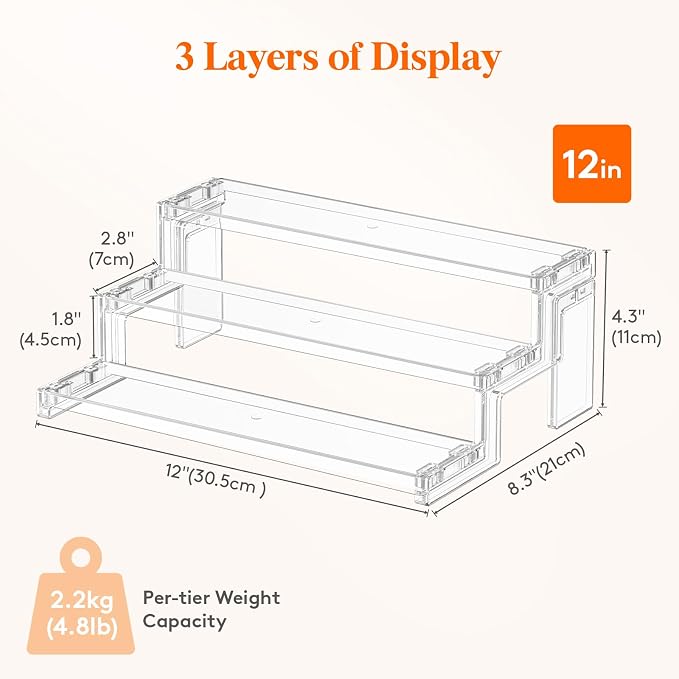 Lifewit 12 Inch Perfume Stand Organizer, 3 Tier Plastic Display Riser - Image 3