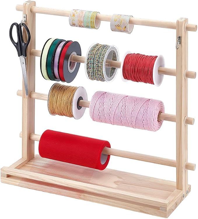UNICRAFTALE Wooden Ribbon Organizer Spool Holder by UNICRAFTALE