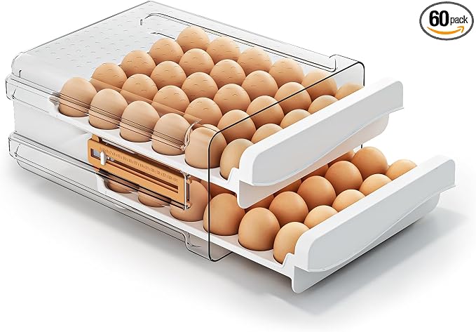JOYZAN Egg Holder for Fridge 60 Count Large Capactity Egg Storage Container for by MakeYourHomeOrganizedTidy