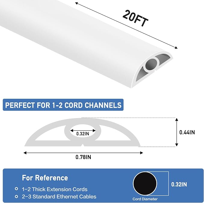 Floor Cord Cover Self Adhesive Cord Hider Floor Extension Cord Covers - Image 2