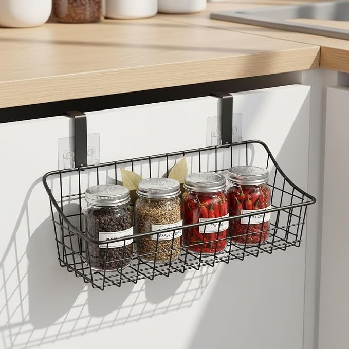 Basket with hook Grid Storage Basket, Hang it behind a door or on a railing - Image 4