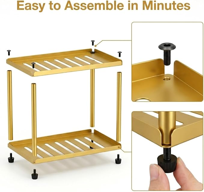 2 Tier Bathroom Counter Organizer, Rectangular Vanity Organizer Shelf, Skincare - Image 5