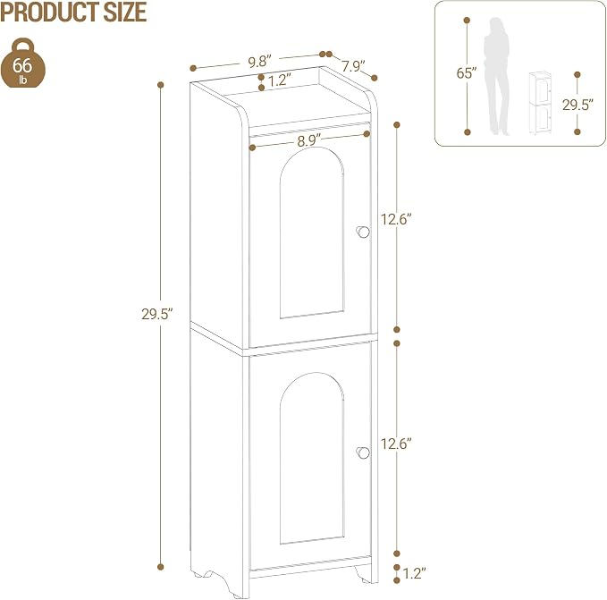 Hzuaneri Bathroom Storage Cabinet, Small Corner Floor Cabinet - Image 2