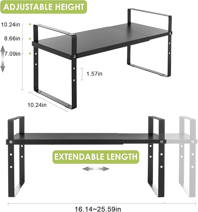 Across-Star Expandable Cabinet Shelf Organizer Rack, Stackable Kitchen Counter - Image 5
