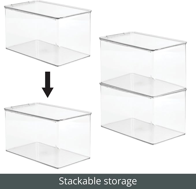 mDesign Plastic Stackable Toy Storage Bin Container Box, Hinge Lid - Image 5