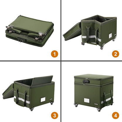 DocSafe File Box with Lock, 2-Layer Fireproof Document Box with Wheels - Image 8