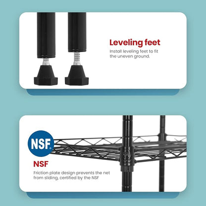 BestOffice Adjustable NSF-Certified Metal Shelf Wire Shelving Unit Storage - Image 6