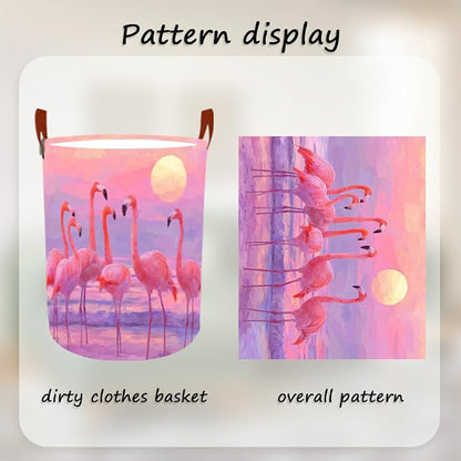 Laundry Baskets 15.7x19.7 Inch Large Pink Flamingo Sunset Beach Design - Image 5