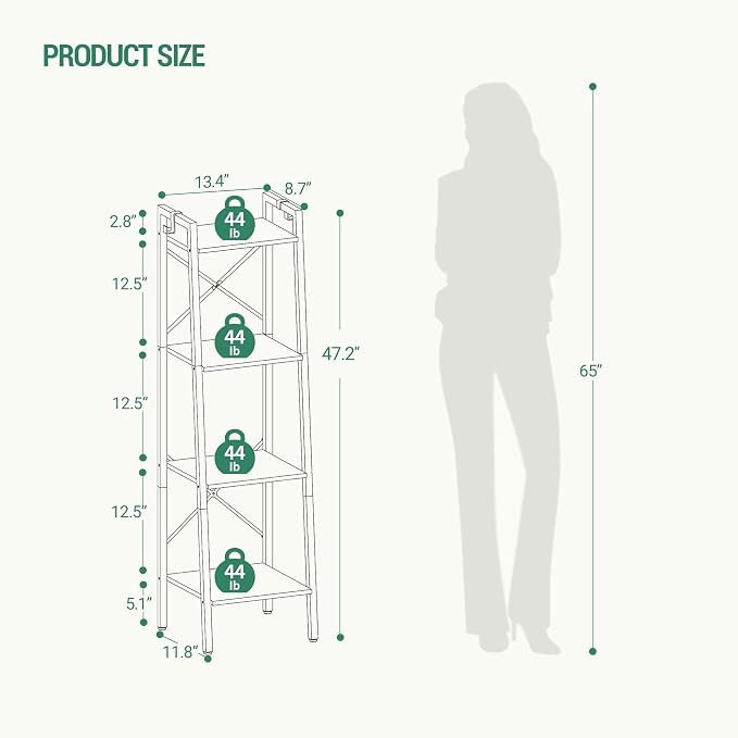 Hzuaneri Ladder Shelf, Freestanding Corner Storage Shelf | Bookcase - Image 2