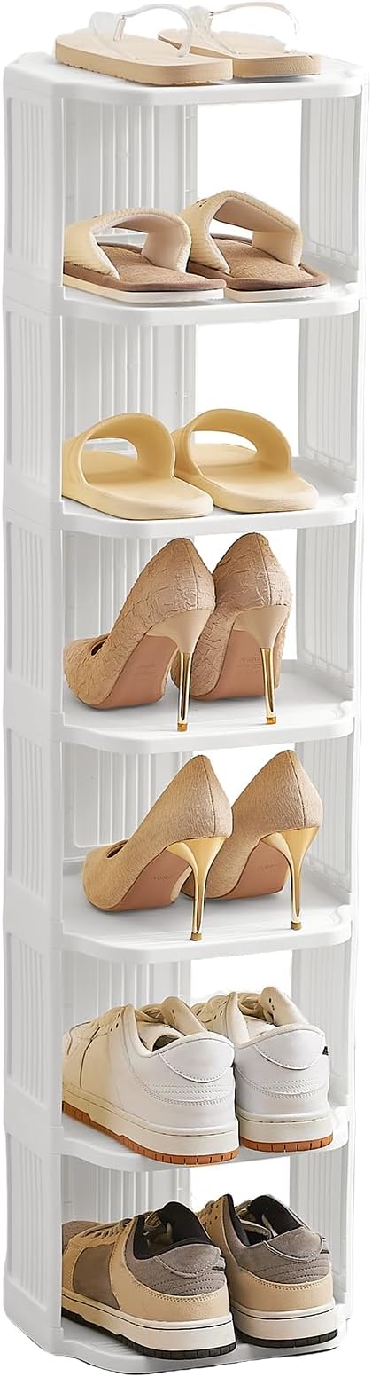 UFORU Small Shoe Rack, 7 Tier Plastic Vertical Shoe Rack by UFORU