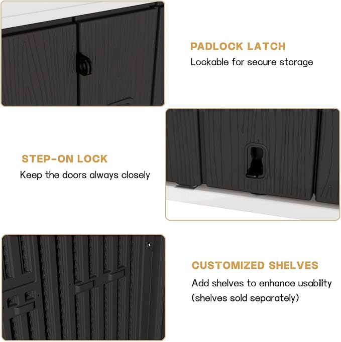 KINYING Outdoor Vertical Storage Shed, 57 Cu.ft Outdoor Storage Cabinet - Image 9