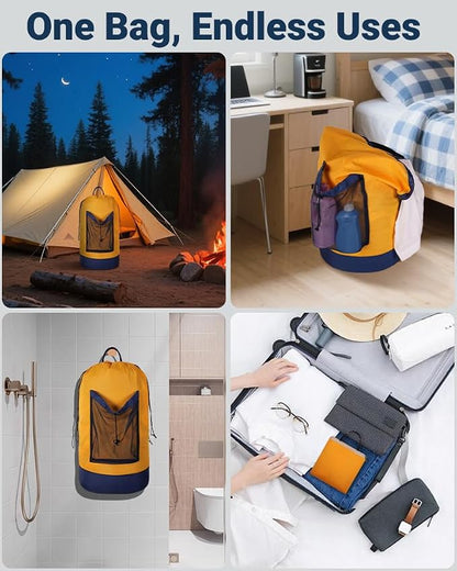 Laundry Bag with Shoulder Straps and Mesh Pocket Laundry Backpack Large - Image 7